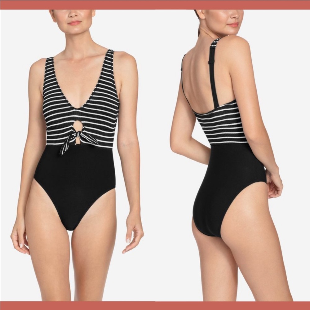 EUC $158 Robin Piccone‎ Sailor Tie Front One-Piece Swimsuit [SZ 8 ]